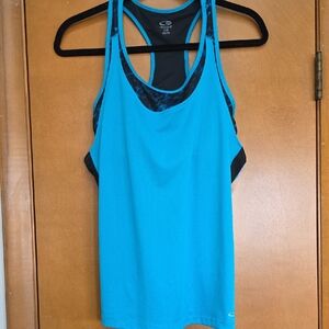 Champion Black Athletic Tank with Turquoise Trim